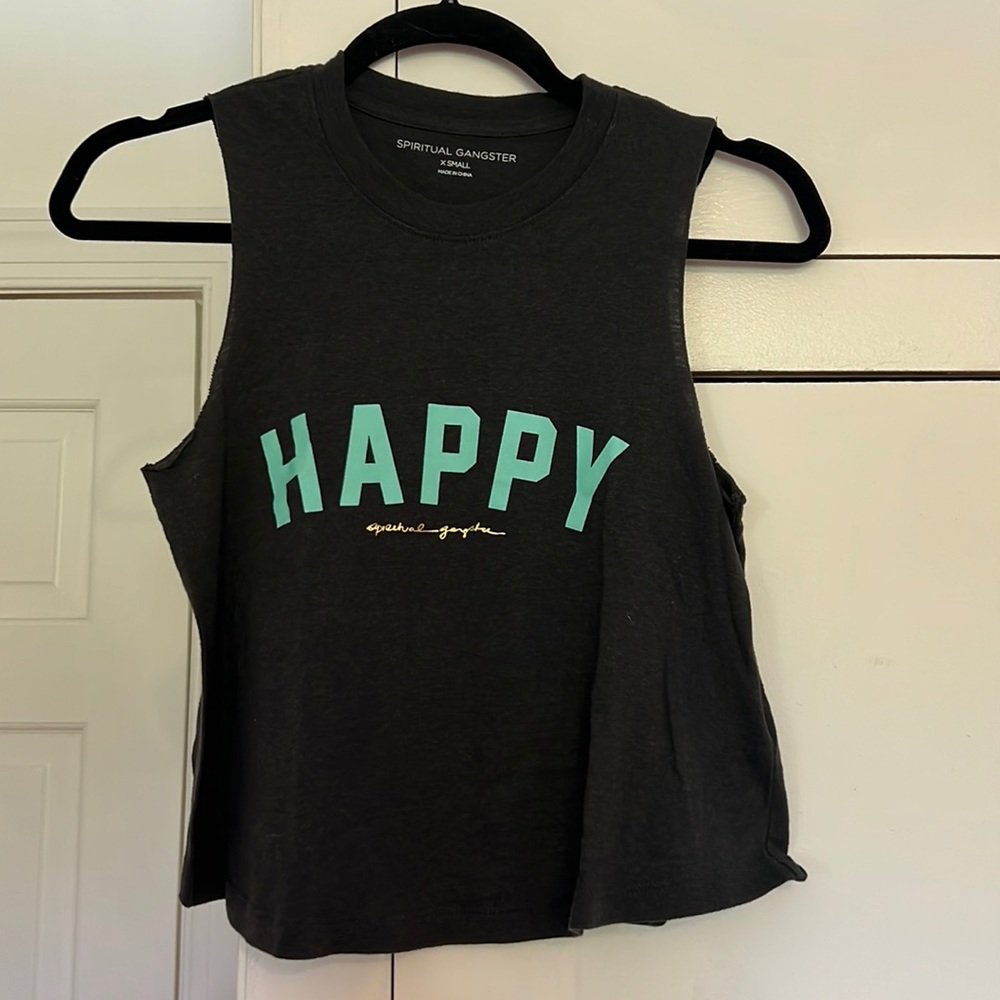 SPIRITUAL GANGSTER happy cropped muscle tank size xs like new